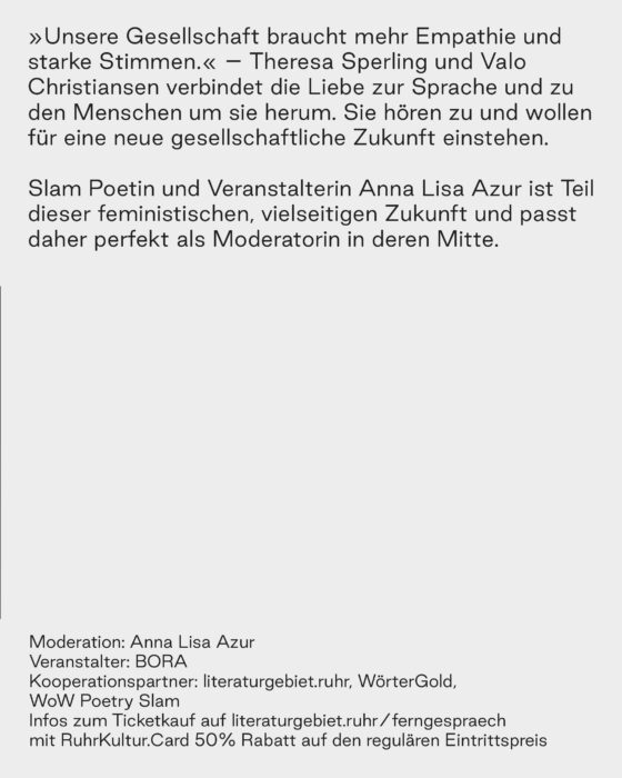 FERNGESPRÄCH mit Theresa Sperling & Valo Christiansen